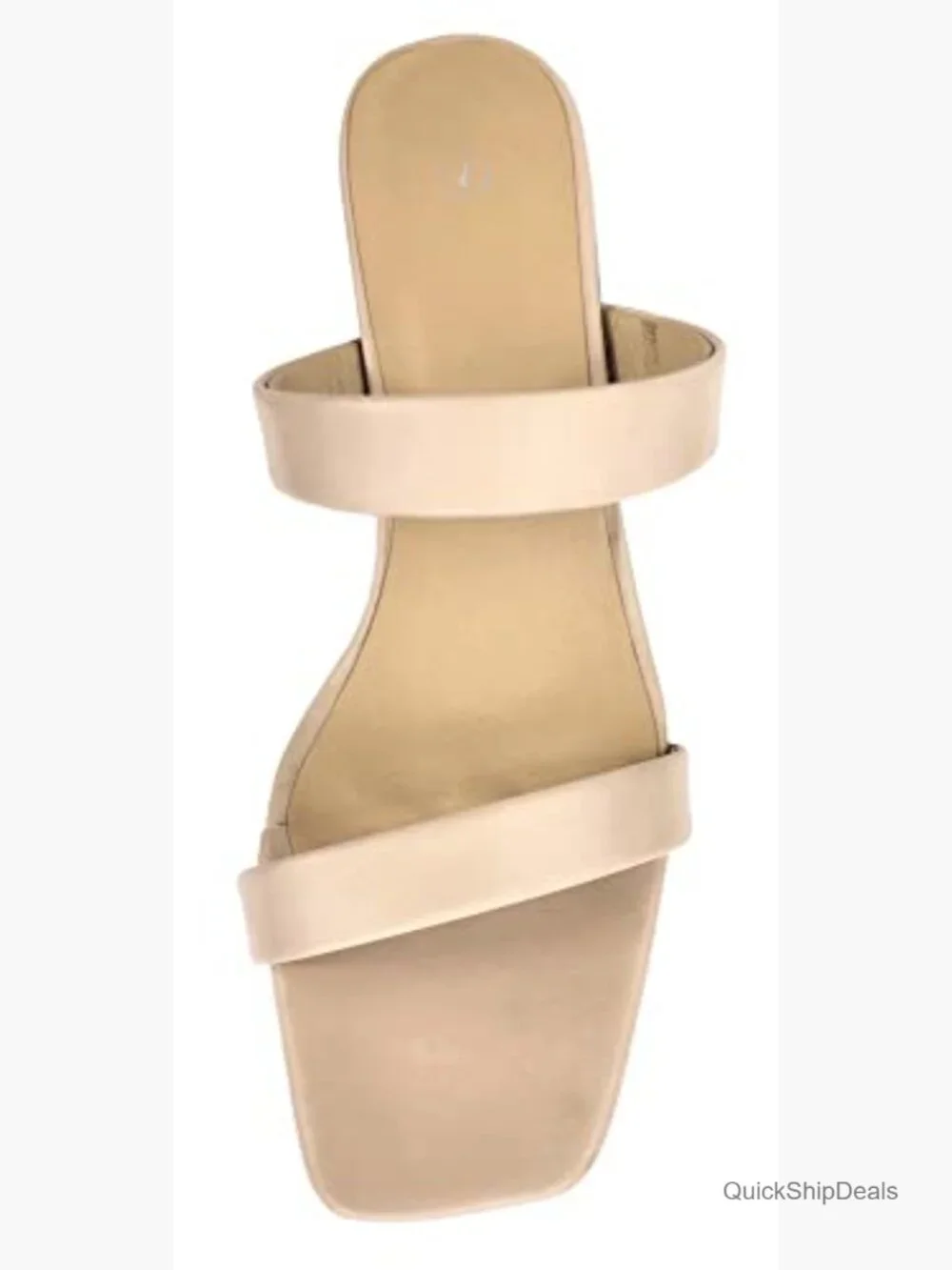 Chunky Block Heels Square Open Toe Two Strap Slip On Slides Prom Wedding